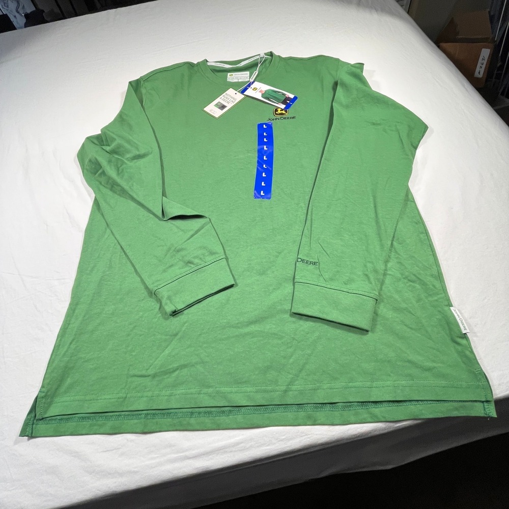 John Deere Long‎ Sleeve T-Shirt Mens L Green NEW Logo